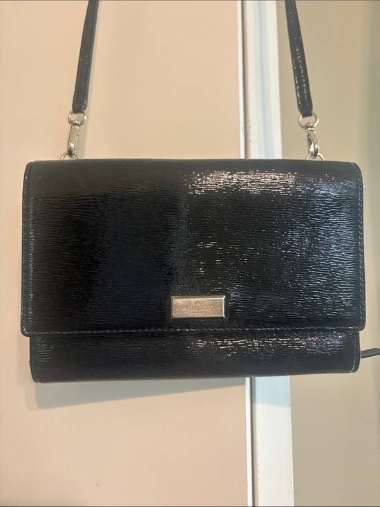 kate spade Handbags - kate spade Black Patent Crossbody with Logo Plaque